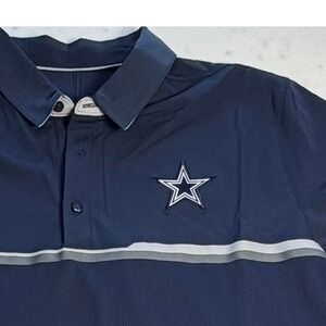 Nike Dallas Cowboys On Field Dri Fit Blue Polo Men's Size L NFL Embroidered